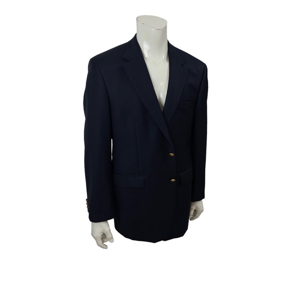 Ralph Lauren Navy Blue Wool Blazer Gold Buttons Mens 44L - Picture 5 of 12